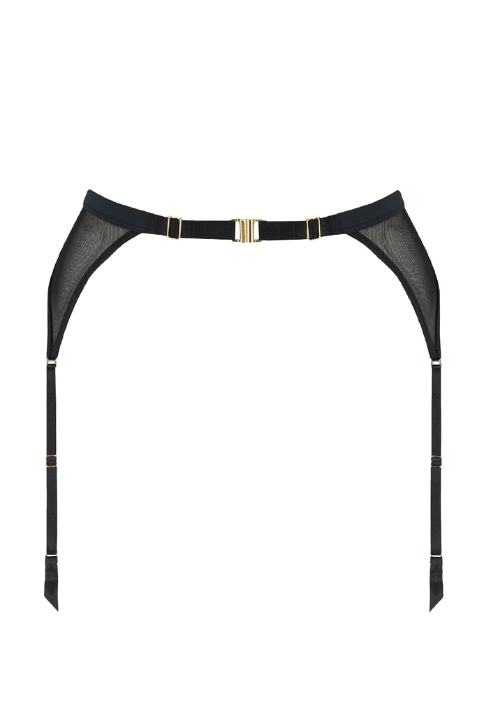 Luxury sheer black suspender part of the Limited edition Krystal collection.