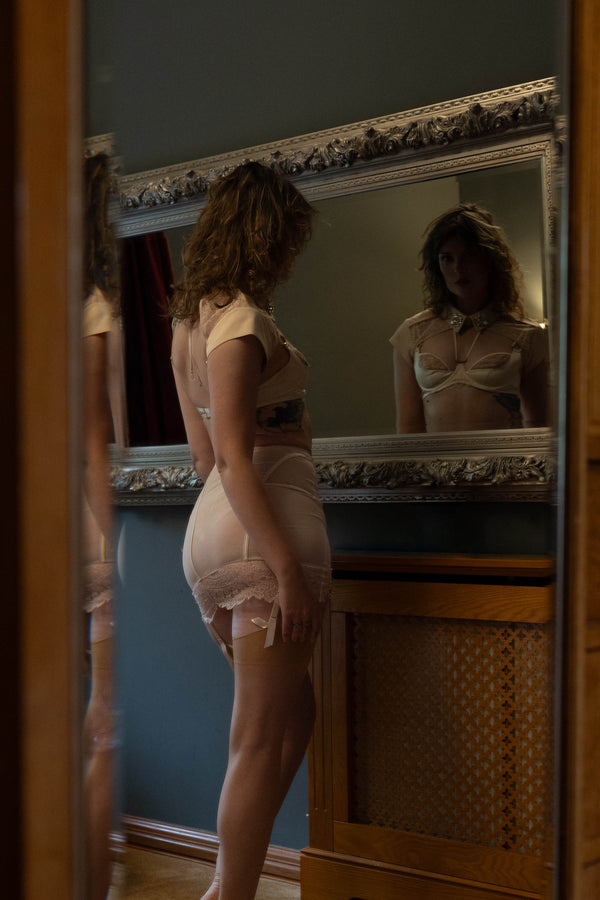 Luxury lingerie skirt in sheer lace and power mesh