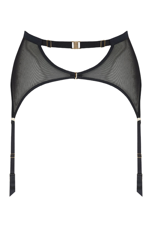 Ayako Sheer Black garter belt | Luxury Lingerie by Tatu Couture