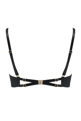 Tatu Couture X Ludovica Martire designer quarter cup bra with gold clasp and adjustment