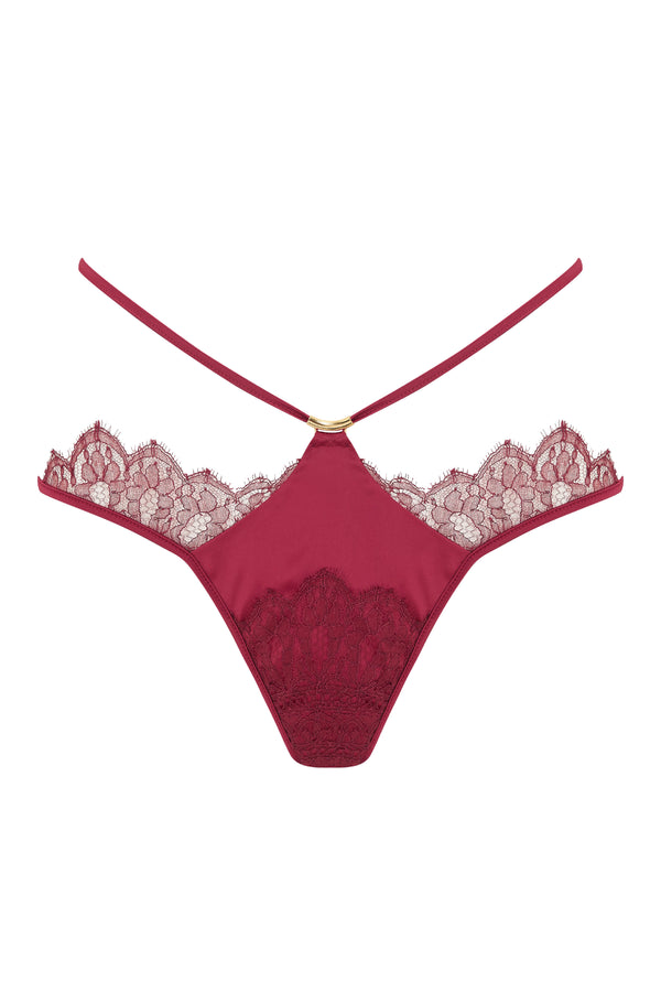 Rosalia Luxury Brazilian lace brief in red sheer lace