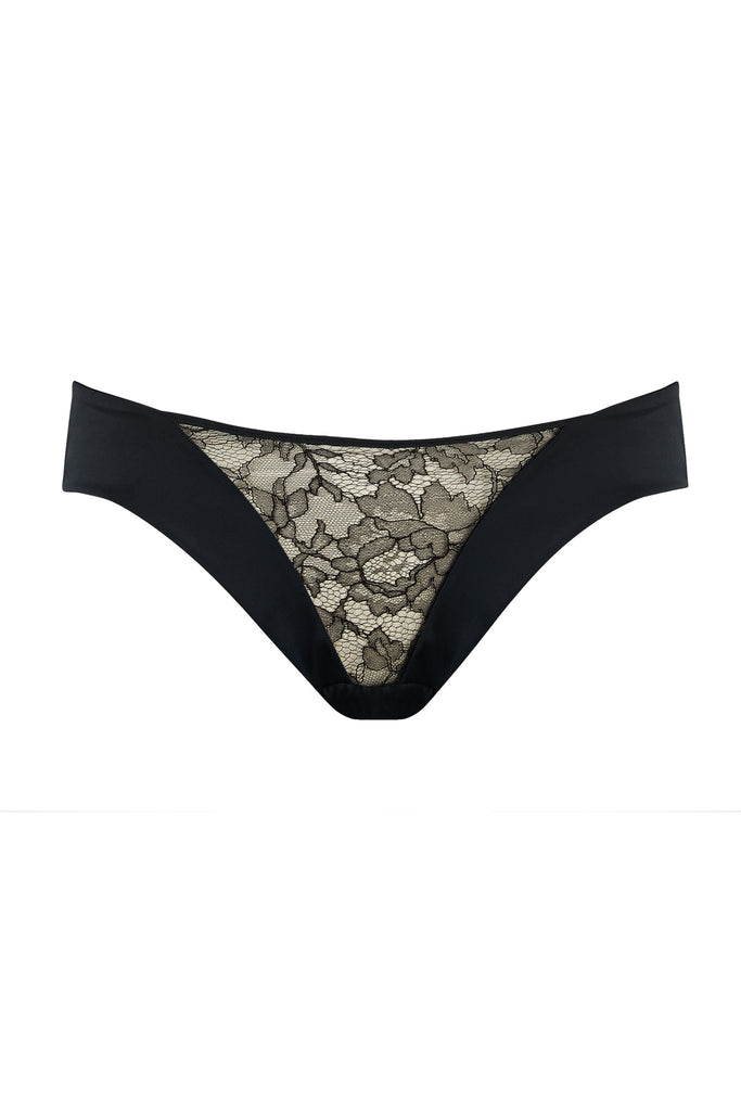 Xena Black lace ouvert brief by Tatu Couture luxury lingerie
