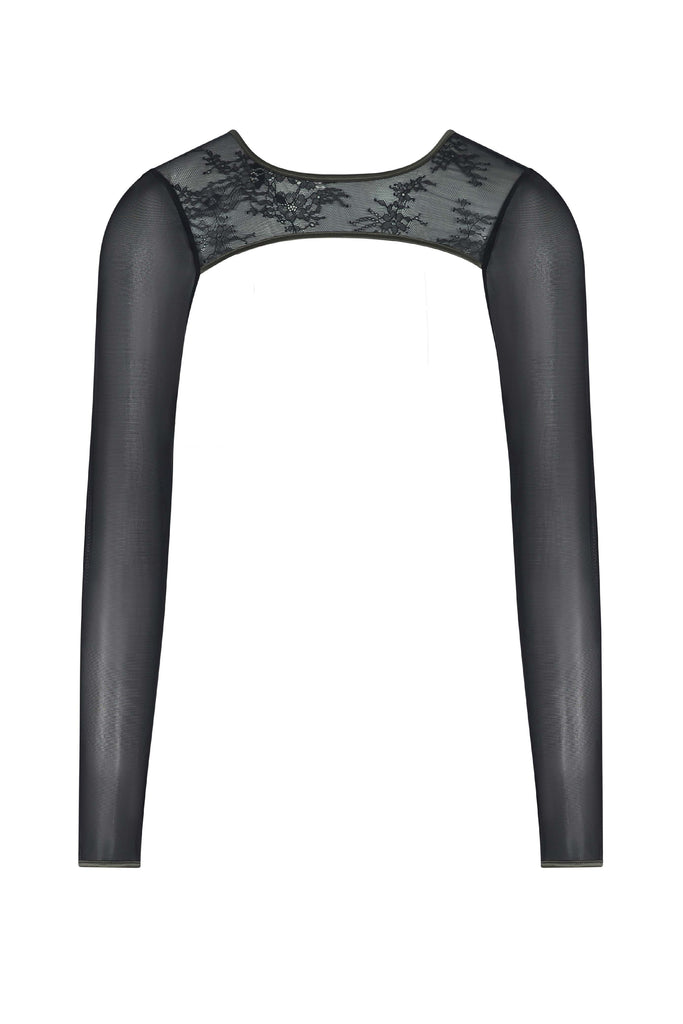 Iona black long mesh sleeve shrug 