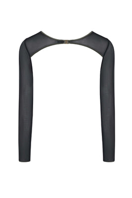 Black long-sleeve mesh top 