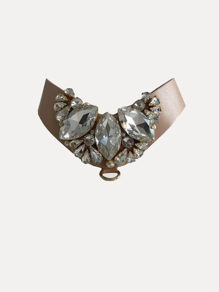 Luxury leather choker with hand embellished crystals 