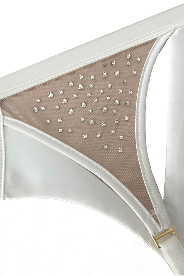 Luxury ivory bridal suspender belt with crystal detail