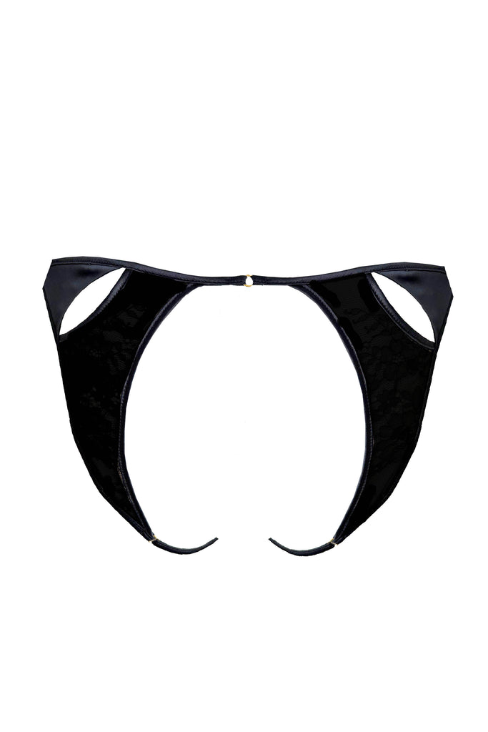 Margot luxury ouvert brief back view with open back and Italian stretch satin