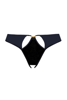 Luxury Italian satin ouvert brief with 24-carat gold-plated hardware