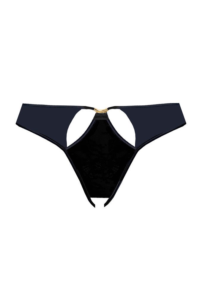 Luxury Italian satin ouvert brief with 24-carat gold-plated hardware