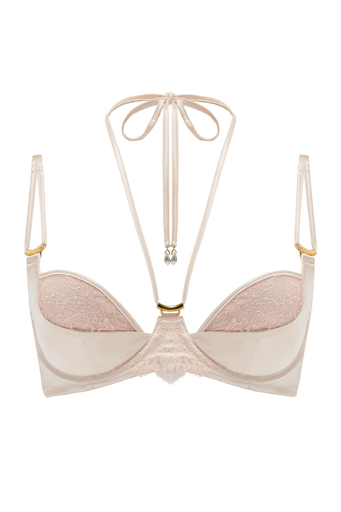 Rosalia designer bra with detachable halter neck and crystal pendant detail