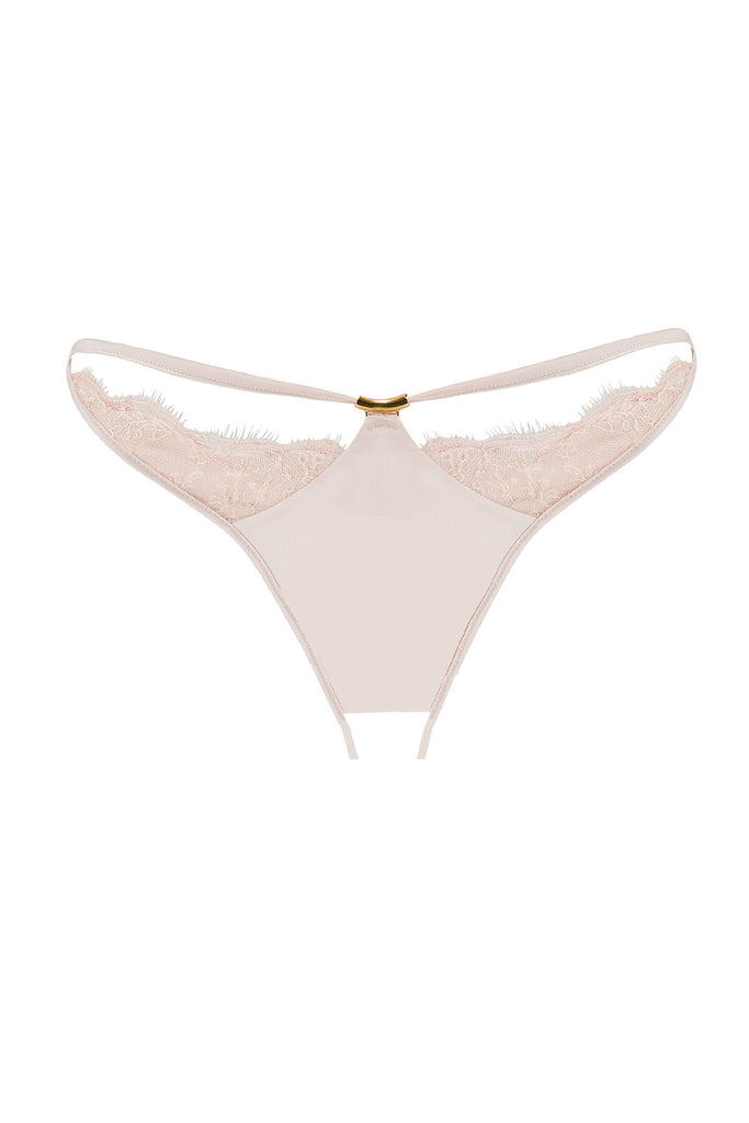 Sheer ouvert  brief with luxury lace panels and crotchless gusset