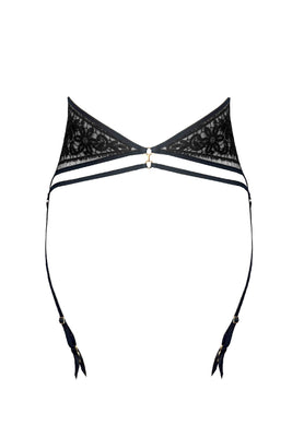 Serafina luxury guipure embroidery suspender belt with 24K gold details