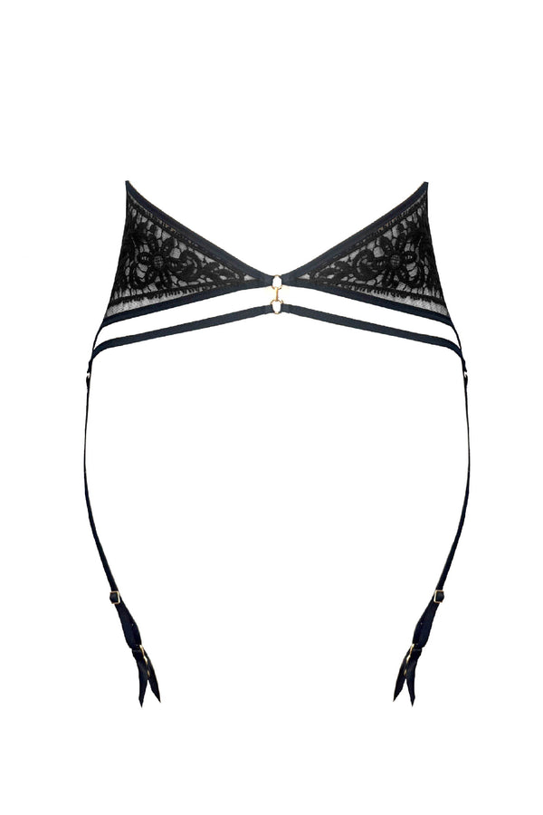 Serafina luxury guipure embroidery suspender belt with 24K gold details