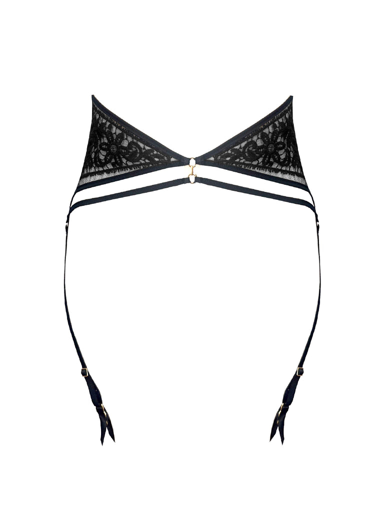 Serafina luxury guipure embroidery suspender belt with 24K gold details