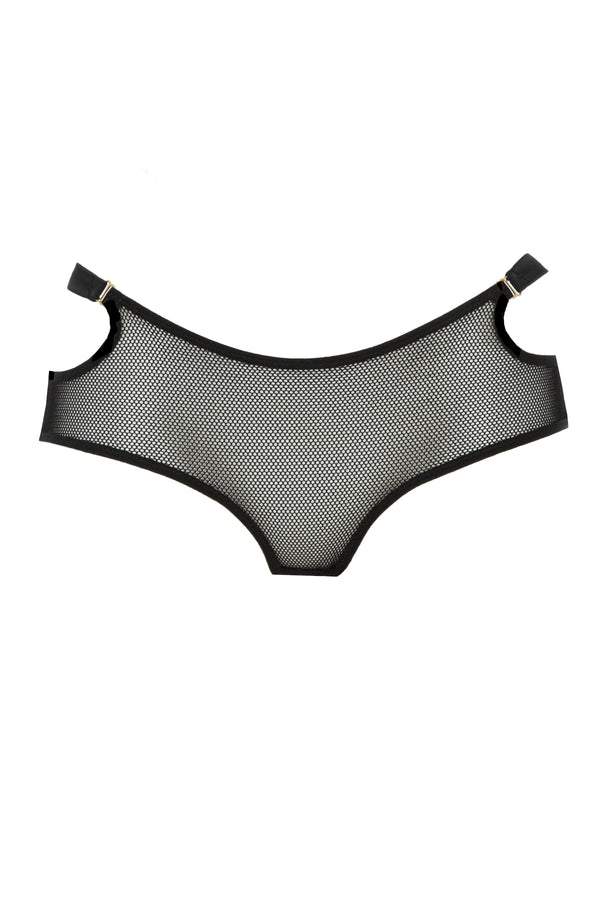 Sylvia sheer mesh brief in black by Tatu Couture