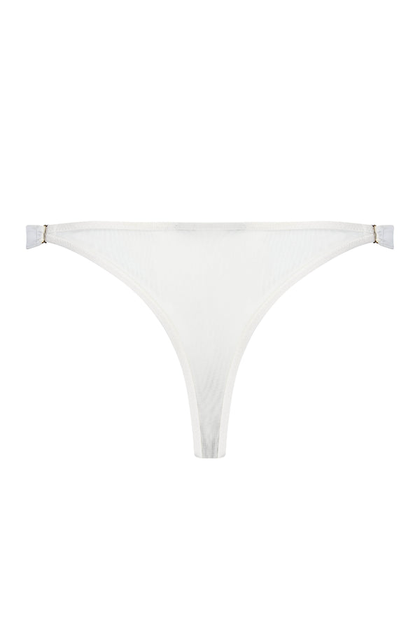 Sheer ivory thong featuring Swaovski crystals by Tatu Couture