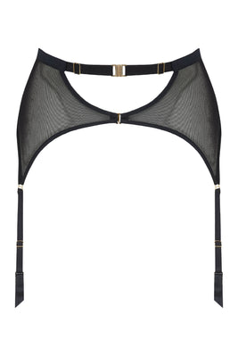 Ayako Sheer Black garter belt | Luxury Lingerie by Tatu Couture