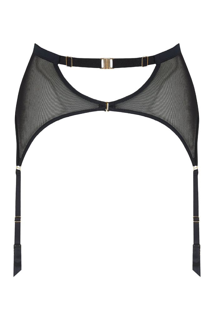 Ayako Sheer Black garter belt | Luxury Lingerie by Tatu Couture