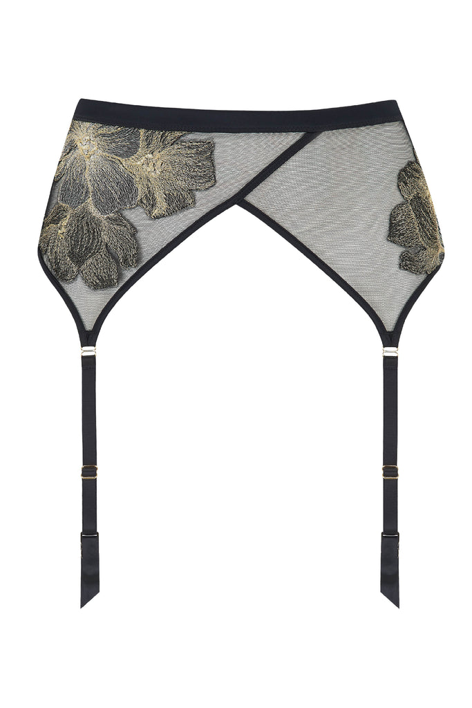 Ayako Sheer Black suspender belt | Luxury Lingerie by Tatu Couture