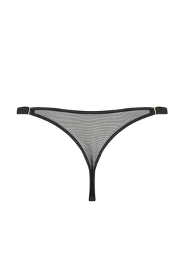 Sheer black thong featuring Swaovski crystals by Tatu Couture