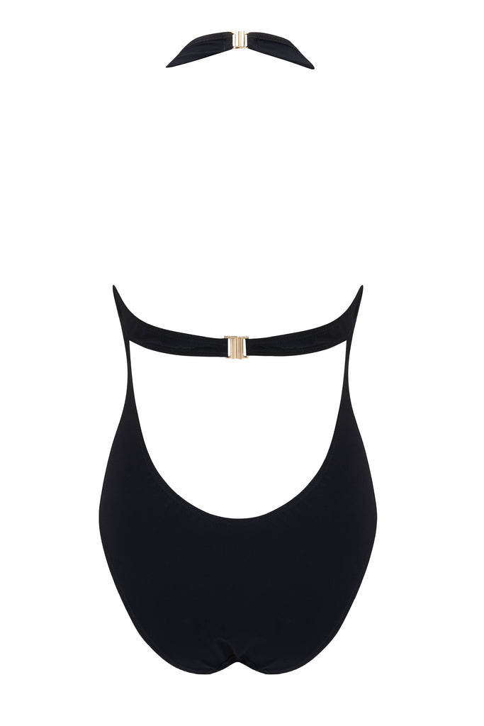 Babooshka Luxury halterneck neck black one piece swimsuit 