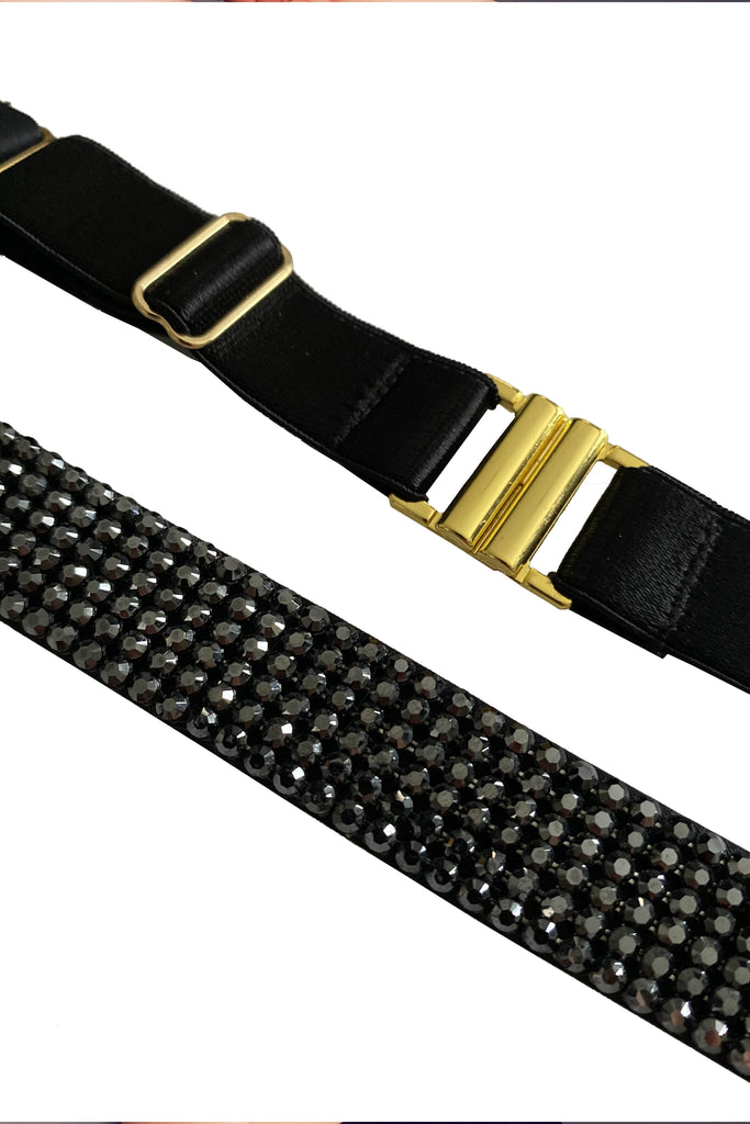 Crystal Luxury suspender belt in black