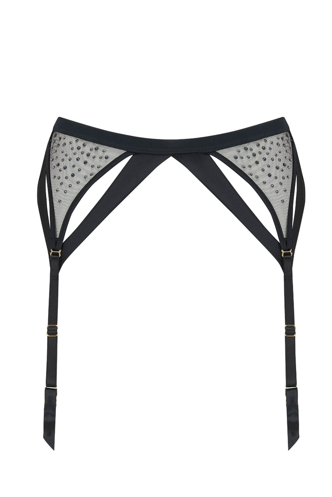 Krystal Black Sheer Suspender featuring Swarovski crystals.