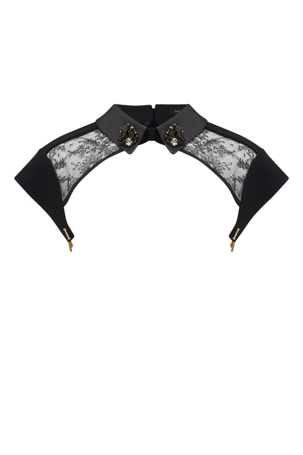Luxury black lace Collar, luxury erotic lingerie by Tatu Couture
