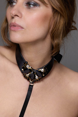  Tatu Couture x Ludovica Martire luxury leather crystal collar