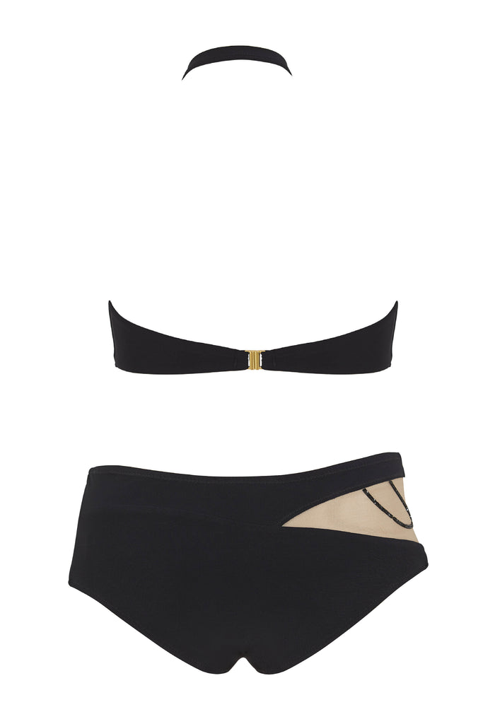 Designer Bikini black boyshort with Swarovski detail