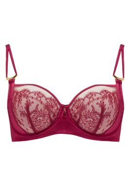 Rosalia Balcony Underwired red lace bra | Designer Bra's by Tatu Couture