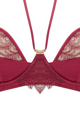  Rosalia red bra in sheer lace. Seductive lingerie Tatu Couture 