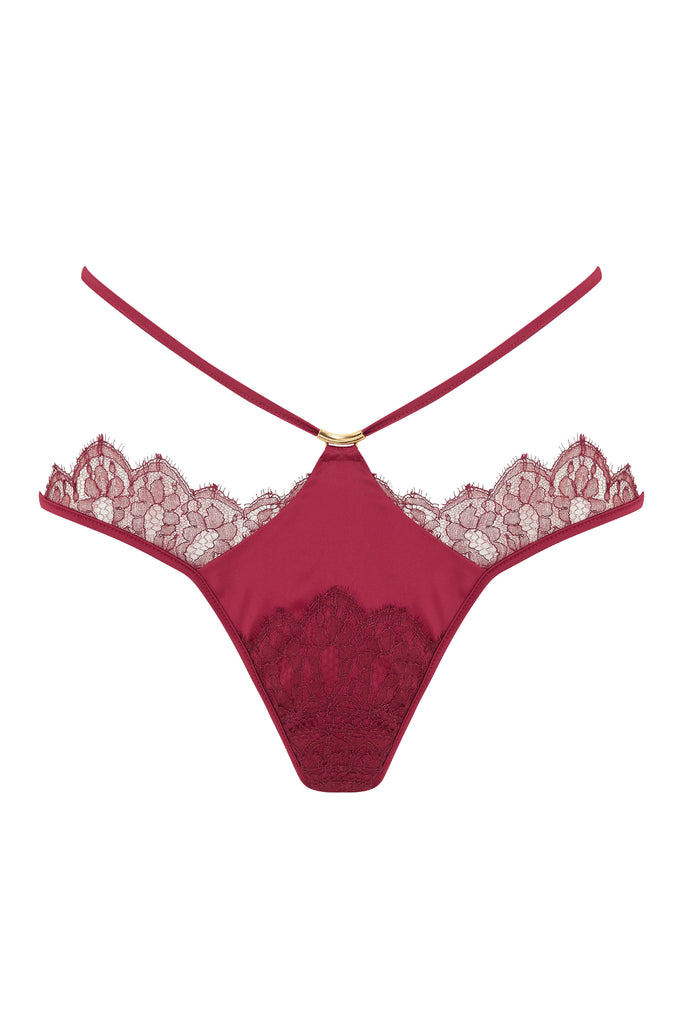 Rosalia Luxury Brazilian lace brief in red sheer lace 