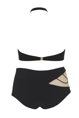 Nikita high-waisted bikini featuring Swarovski crystals and asymmetric top