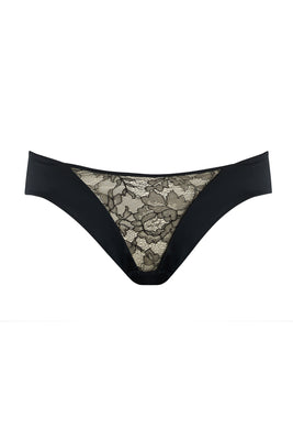 Luxury black lace boudoir brief by Tatu Couture