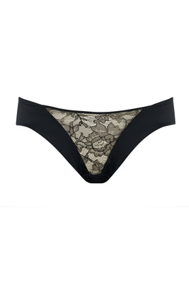Xena Black lace ouvert brief by Tatu Couture luxury lingerie