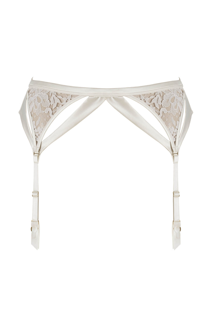 Nadya lace garter belt in ivory | Bridal lingerie by Tatu Couture