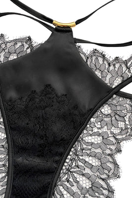 Sheer lace luxury brief part of the Rosalia luxury lingerie collection by Tatu Couture