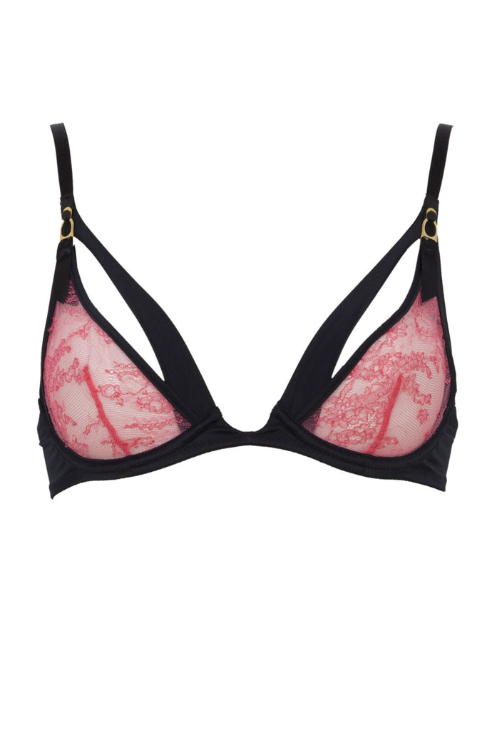 Laetita Ouvert Bra in hot pink | Luxury lingerie by Tatu Couture